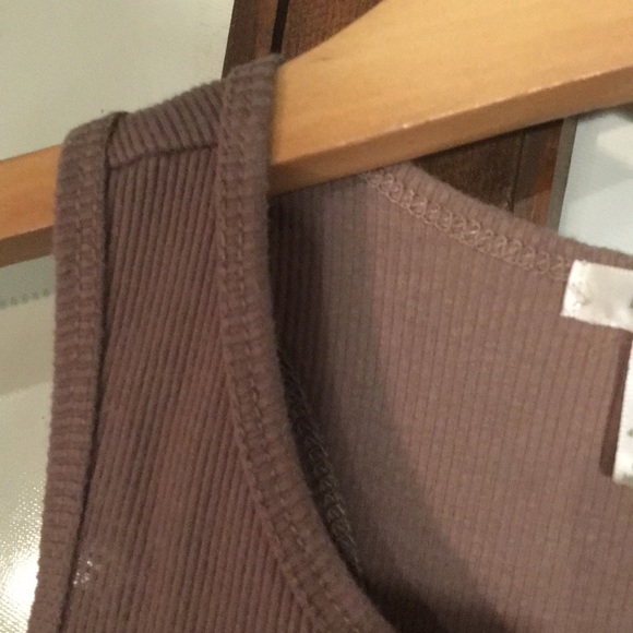 Ribbed Cotton Tan Racerback Bodysuit - Picture 5 of 5